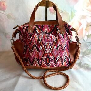 Nena & Co OOAK Huipil Knit Leather Convertible Crossbody Backpack Purse